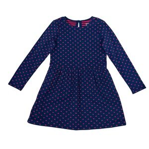 Primary Girls Navy and Red Heart Patterned Pocket Dress 6/7